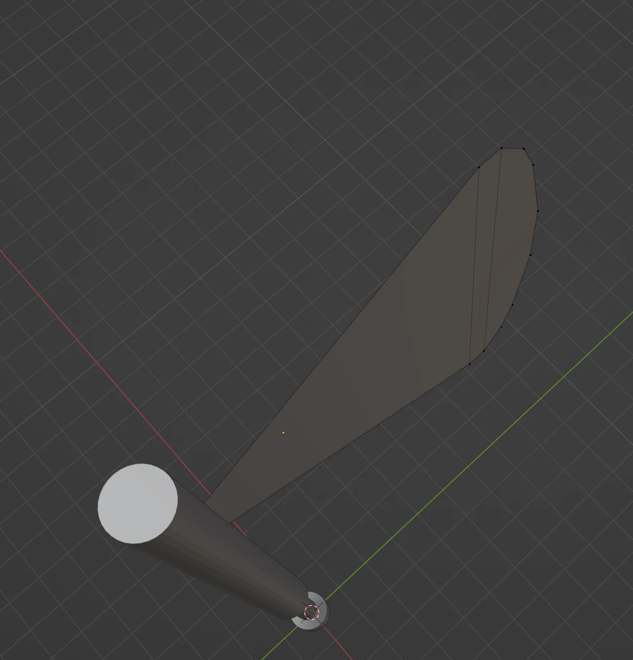 Top view of the battle axe with a flat blade