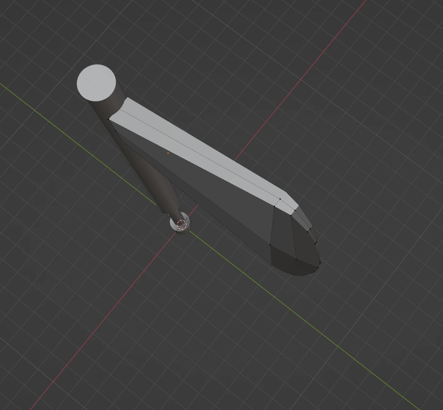 Top view of the battle axe with a thickened blade