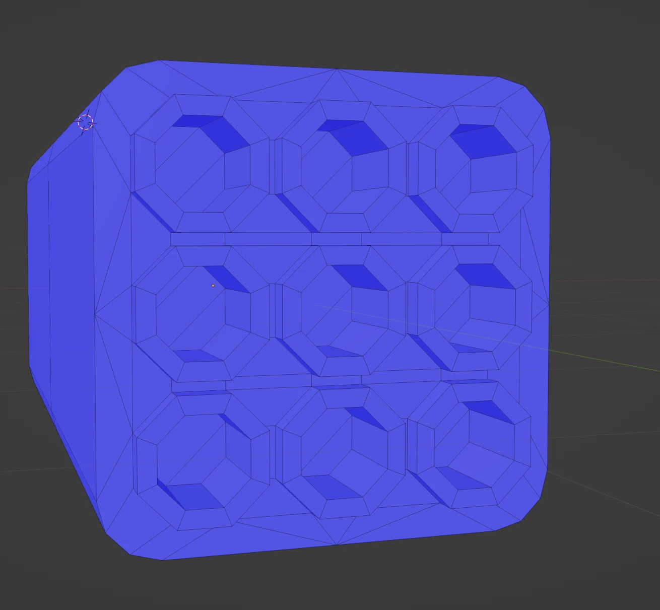 Front of a 9-barrel rocket launcher with visualised normals