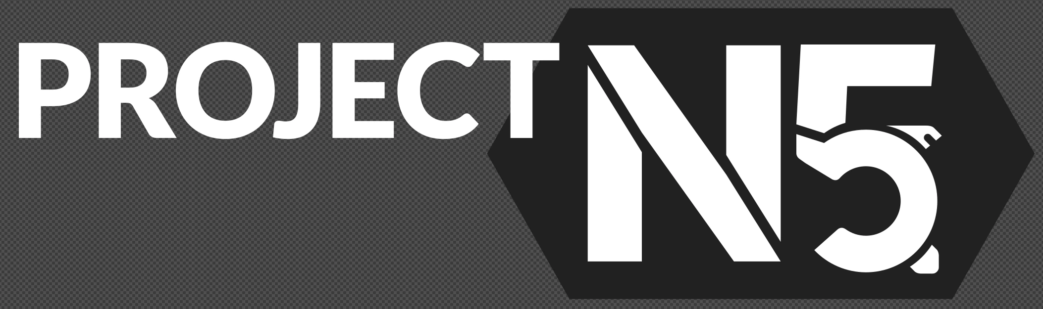 Project N5 logo typeset in Lato. Slices have been added to the N and 5