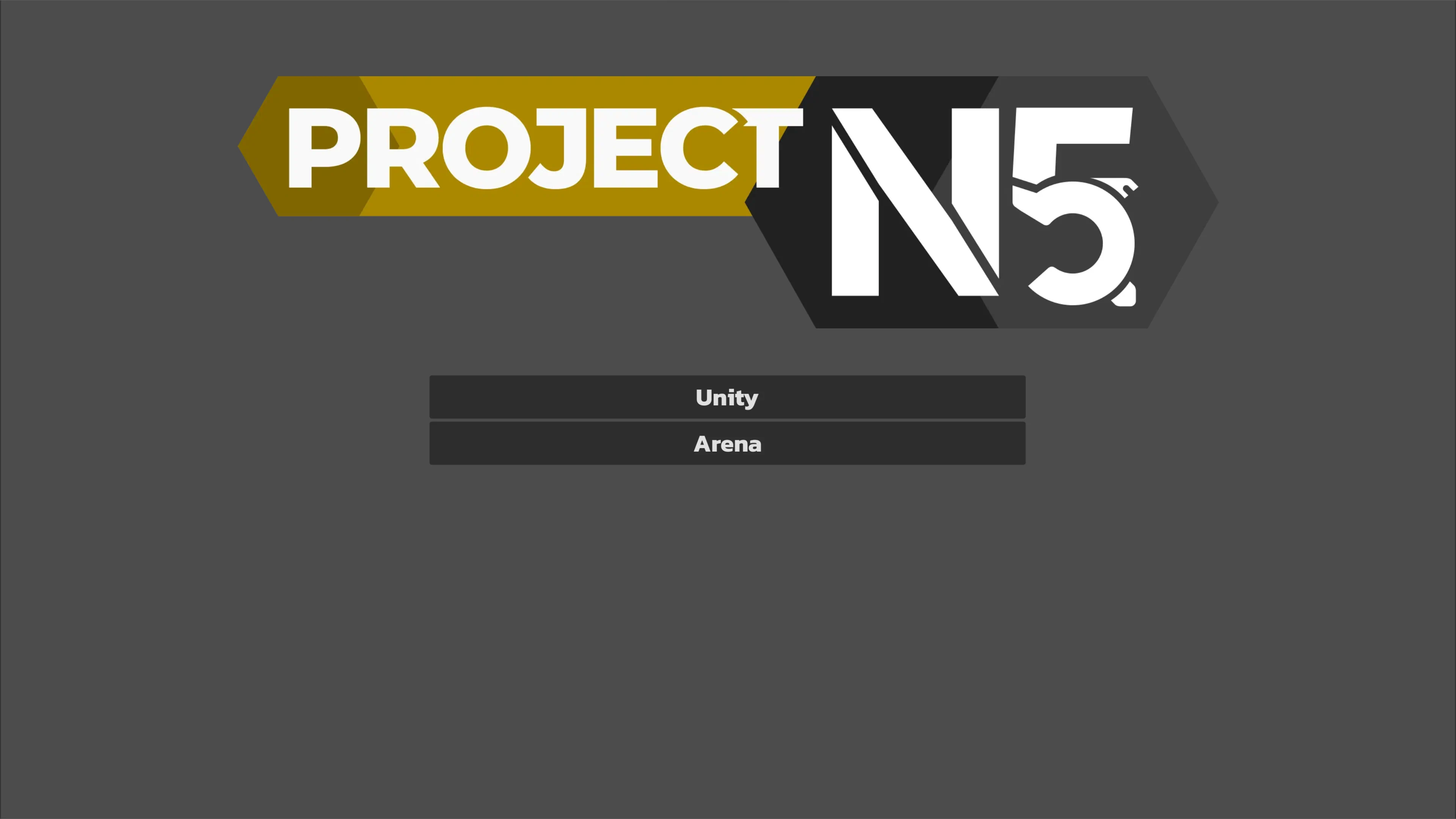 The title screen displaying two levels: Unity and Arena