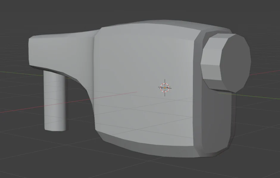 An untextured work-in-progress 3D model of a blaster