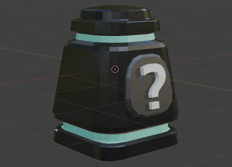 An ammo canister with a question mark at its front