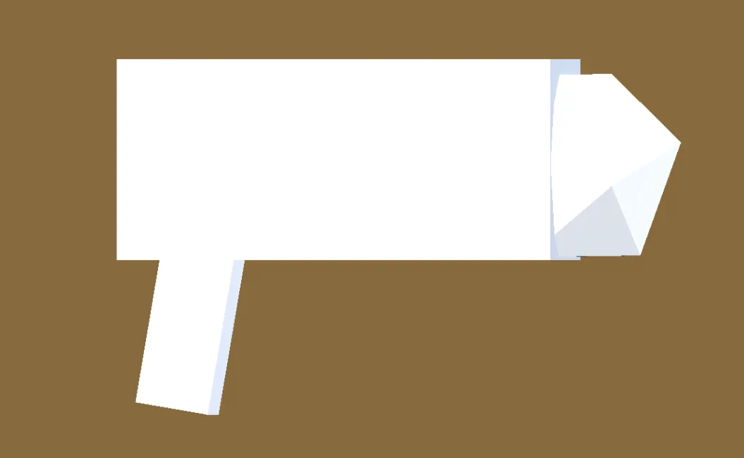 A side view of the N5 Bomb Launcher, depicted using two cuboids and an icosphere in the front