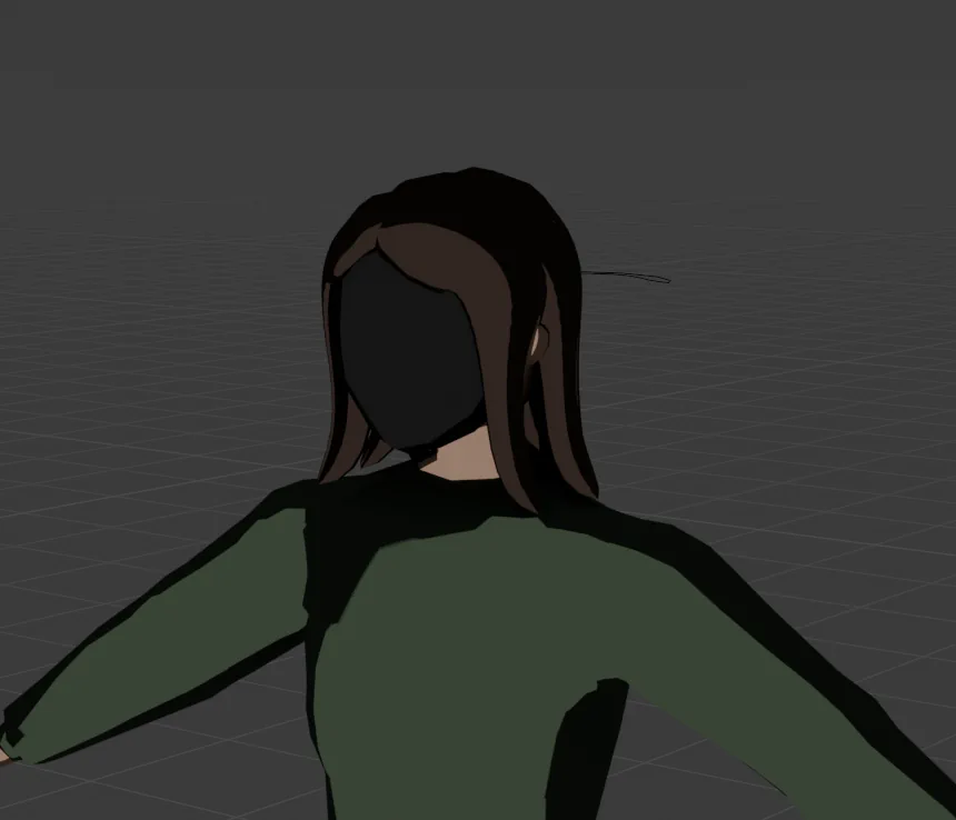 Toon shaded view at the character with brown hair