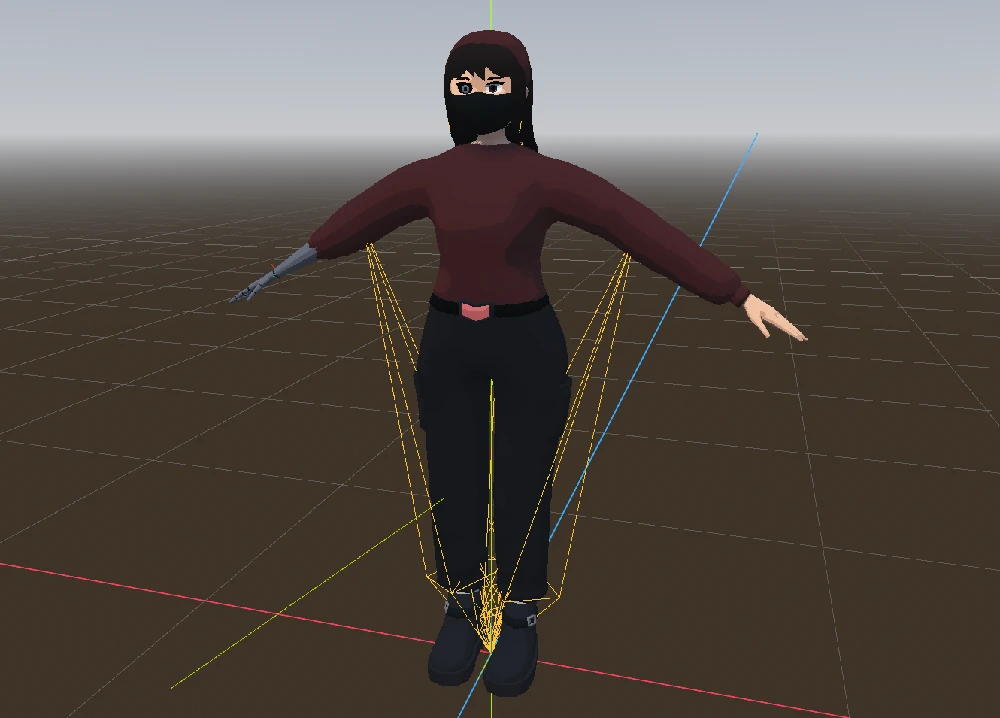 Full-body shot of Laura imported into Godot