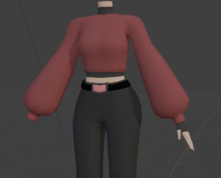 Laura v2 wearing a top with puffed-up sleeves