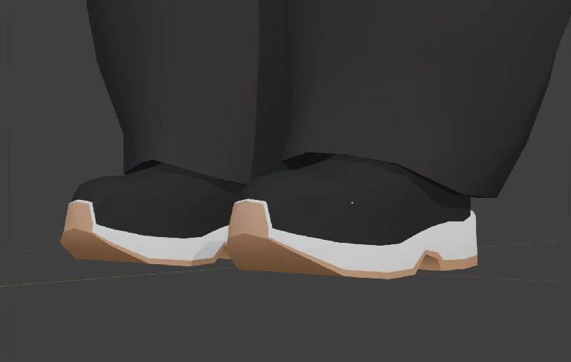 A close-up of Laura's new sneakers, with orange colour added to the bottoms